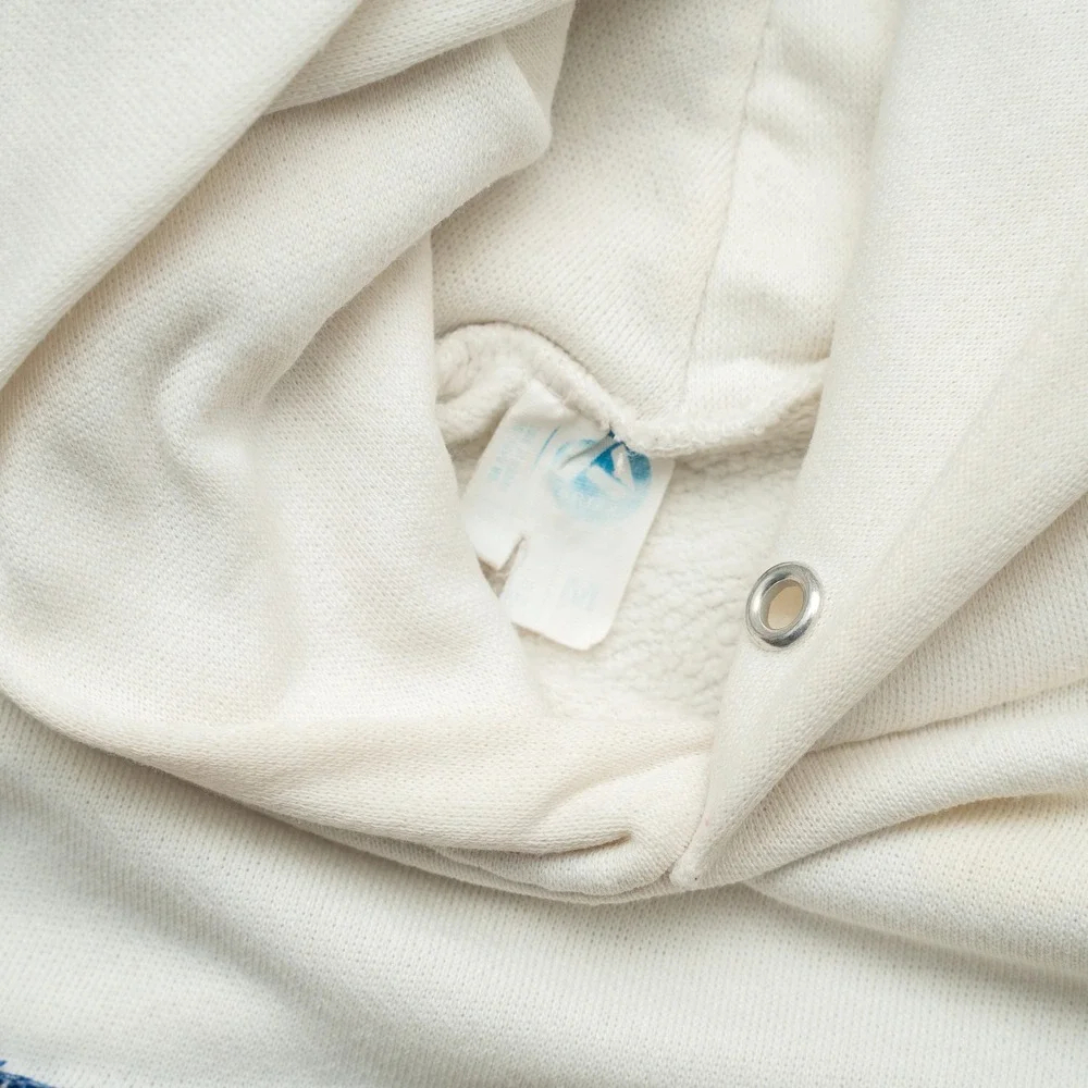 Vintage 70s 80s White Raglan NAU Hoodie Adult Medium Sewn Letters‎ Artex